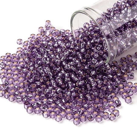 10gs TOHO Round Seed Beads Silver Lined Light Grape 8/0 3mm Hole: 1mm about 222pcs/10g