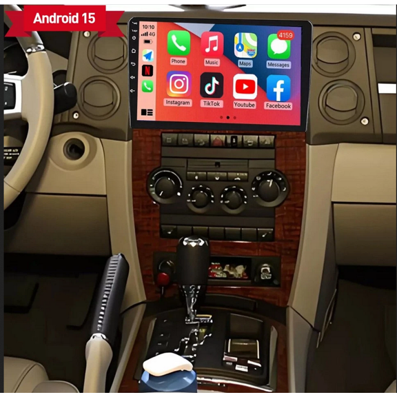 10in Android 13 Car Stereo Radio GPS Navigation 2+64G Compatible for Jeep Commander 2008-2010 with Carplay Android Auto Car Radio with Bluetooth Wifi FM/RDS SWC Split Screen + AHD Backup Camera