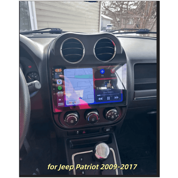 10in Android 15 Car Stereo Radio GPS Navigation 2+64G Compatible for Jeep Patriot 2009-2017 Fit for Carplay Android Auto with Bluetooth Wifi FM/RDS SWC Split Screen + AHD Backup Camera