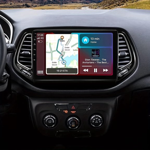 10in Car Stereo Radio 2+32G Android 15 For Compass 2017-2019 IPS Touchscreen Car Screen Radio with GPS WiFi Bluetooth SWC Mirror Link Split Screen