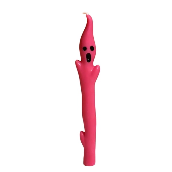 10in Halloween Ghost Taper Candles Sculpted Wax Decorative Dinner Candle Dripless Style Unscented Seasonal Table Candle, Rose Red