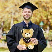 ​10in PhD Graduation Bear Plush - Cap & Scroll Stuffed Animal Academic Gift w/ Gown & Glasses (Gift-Ready Packaging)​​ Red