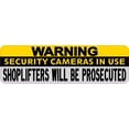 thumbnail image 1 of 10in X 3in Warning Security Cameras in Use Sticker Business Sign Stickers, 1 of 1