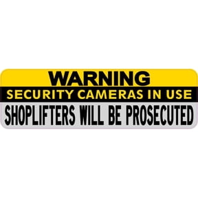 10in X 3in Warning Security Cameras in Use Sticker Business Sign Stickers