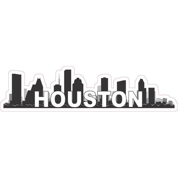 10in x 2.5in Houston Skyline Bumper Sticker Vinyl Vehicle Travel Stickers