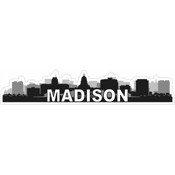 10in x 2in Madison Skyline Sticker Vinyl Car Window Decal Bumper Stickers
