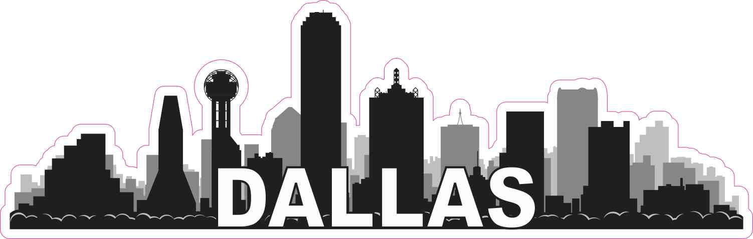 Small Dallas Sticker 10in x 3.25in Dallas Skyline Sticker Vinyl Vehicle Travel Decal ...