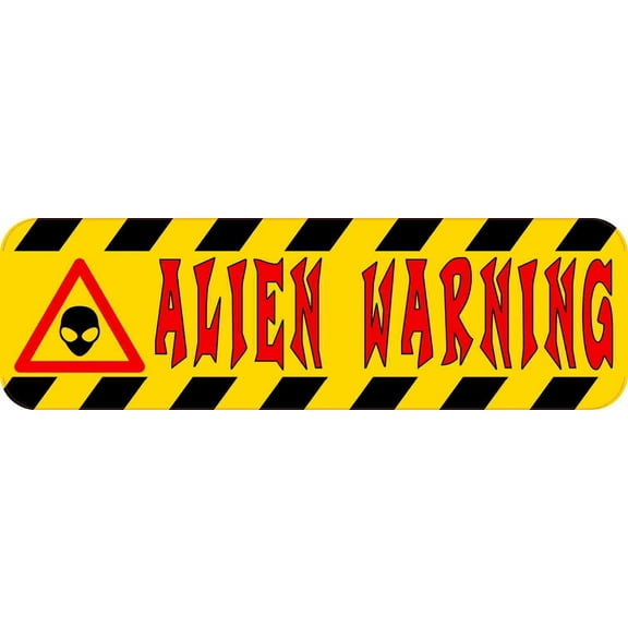 10in x 3in Alien Warning Bumper Sticker Vinyl Funny Car Truck Decal Stickers