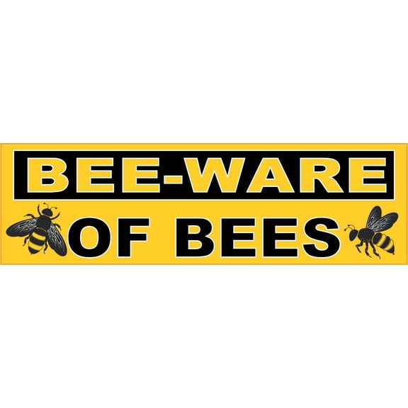 StickerTalk Bee-Ware of Bees Vinyl Sticker, 10 inches x 3 inches