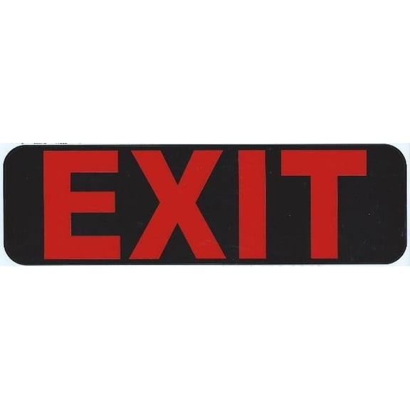 10in x 3in Black and Red Exit Sticker