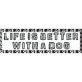 thumbnail image 1 of 10in x 3in Black and White Life Is Better With A Dog Bumper Sticker Vinyl Window Decal, 1 of 3