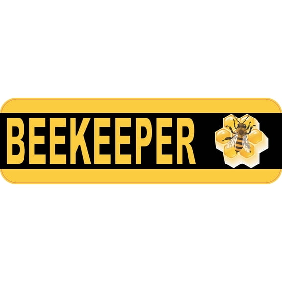 10in x 3in Black and Yellow Beekeeper Bumper Sticker