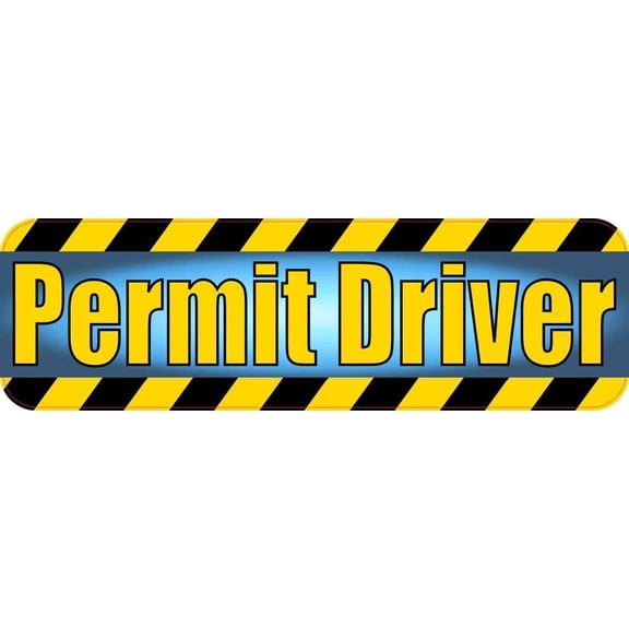 10in x 3in Blue Fade Permit Driver Bumper Sticker Vinyl Window Caution