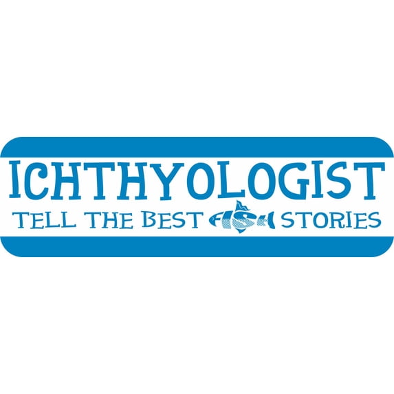 StickerTalk Blue Ichthyologist Vinyl Sticker, 10 inches x 3 inches