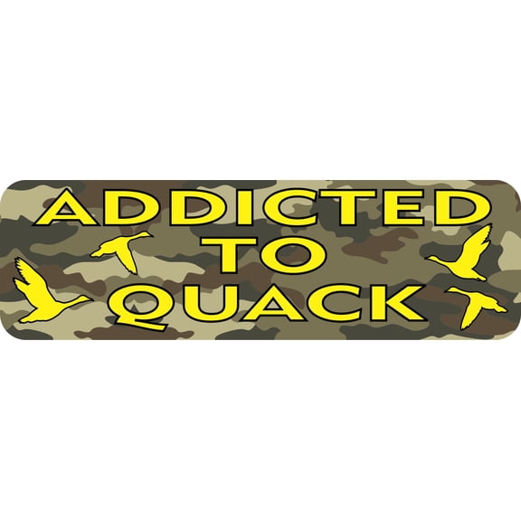 10in x 3in Camo Addicted To Quack Duck Hunting Bumper Sticker Hunting Decals