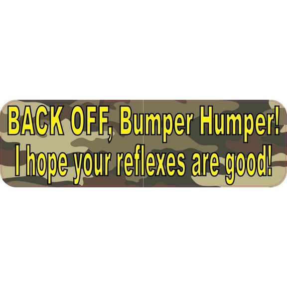10in x 3in Camouflage Back Off Bumper Humper Magnet