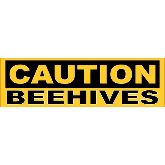StickerTalk Caution Beehives Magnet, 10 inches x 3 inches