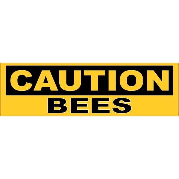 StickerTalk Caution Bees Magnet, 10 inches x 3 inches