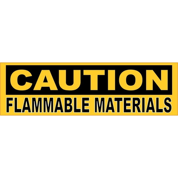 10in x 3in Caution Flammable Materials Sticker