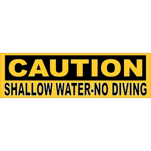 10in x 3in Caution Shallow Water No Diving Sticker