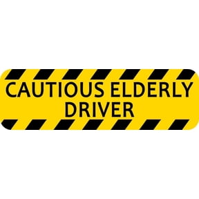 10in x 3in Cautious Elderly Driver Bumper Sticker Vinyl Window Decal Decals
