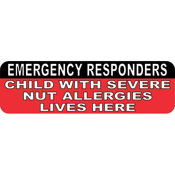 10in x 3in Child With Severe Nut Allergies Magnet Magnetic Emergency Sign