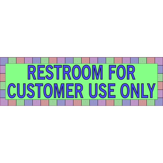 10in x 3in Colorful Squares Restroom For Customer Use Only Sticker