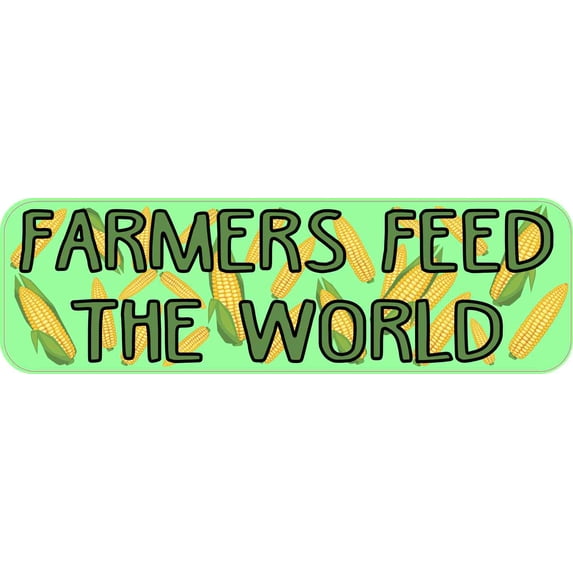StickerTalk Corn Pattern Farmers Feed the World Magnet, 10 inches x 3 inches