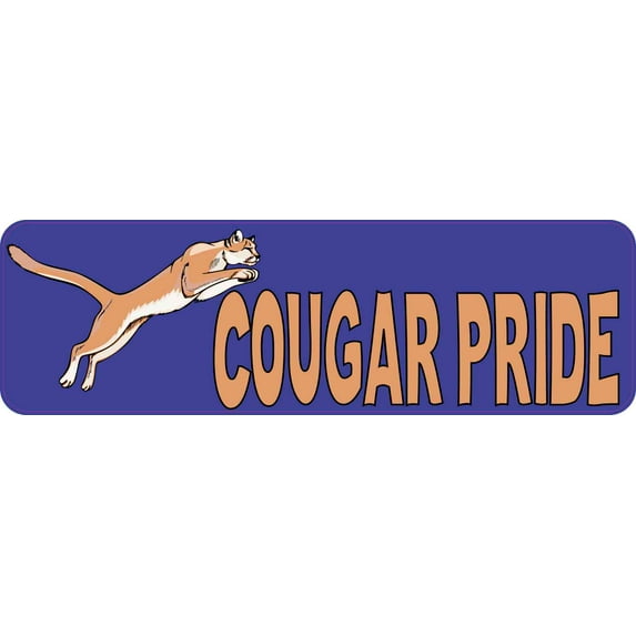 10in x 3in Cougar Pride Magnet Vinyl School Sports Mascot Vehicle Bumper