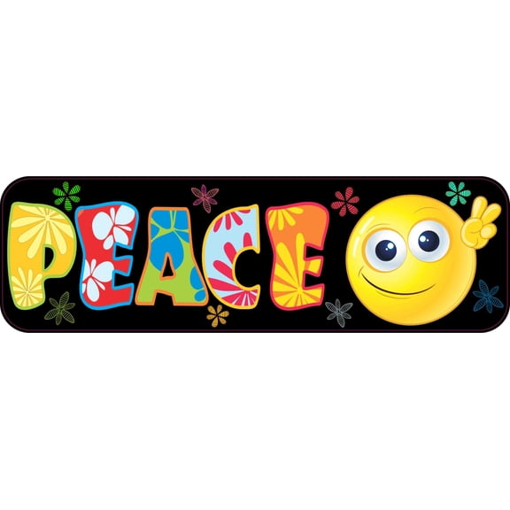 10in X 3in Emoji Peace Sticker Vinyl Sign Humor Bumper Sticker Decal Signs