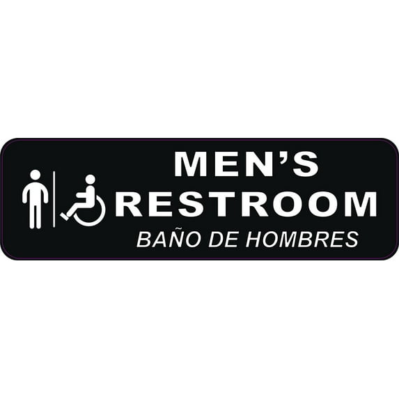 10in x 3in English Spanish Handicap Accessible Mens Restroom Magnet