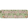 thumbnail image 1 of 10in x 3in Floral Employees Must Wash Hands Sticker, 1 of 2