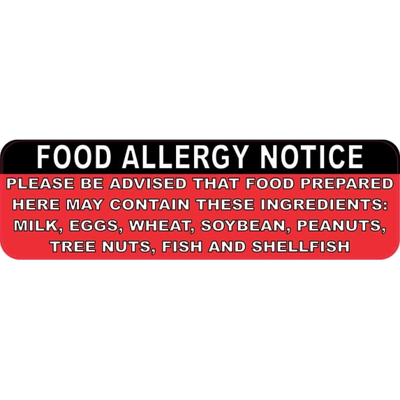 10in x 3in Food Allergy Notice Magnet