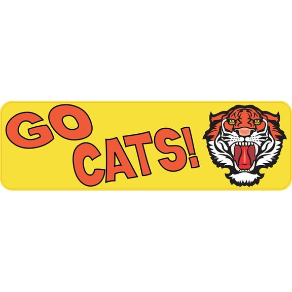 10in x 3in Go Cats Tiger Bumper Sticker Vinyl School Mascot Vehicle Decal