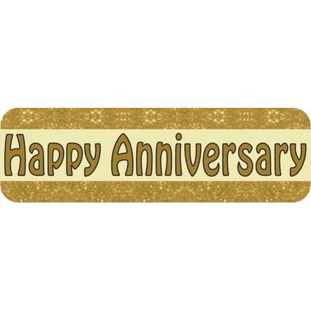 10in x 3in Gold Happy Anniversary Magnet Car Magnetic Truck