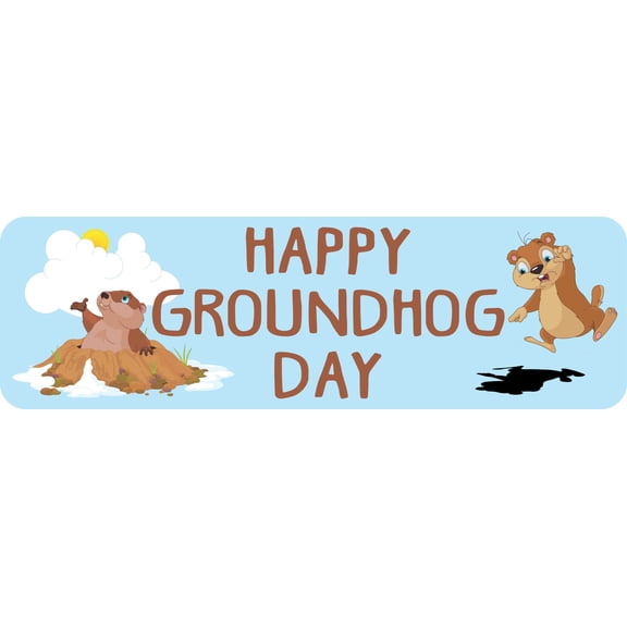 10in x 3in Happy Groundhog Day Magnet