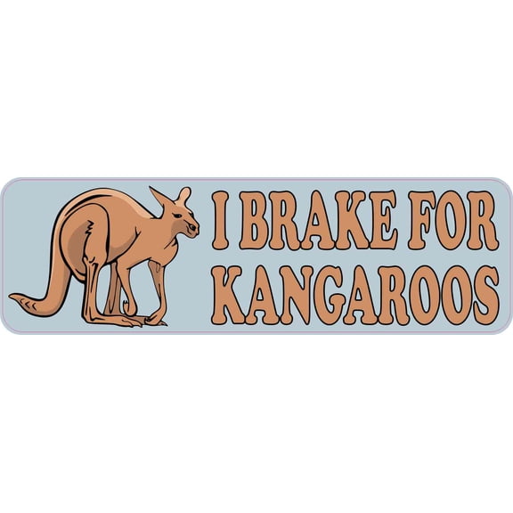 10in x 3in I Brake for Kangaroos Bumper Sticker Vinyl Animal Decal Stickers