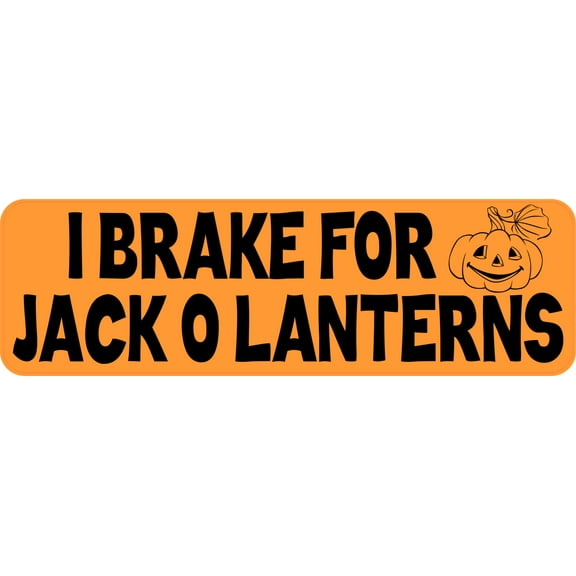 10in x 3in I Break For Jack O Lanterns Halloween Sticker Vinyl Bumper Decal