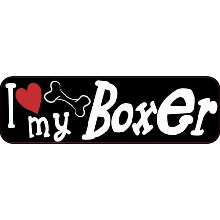 10in x 3in I Love My Boxer Bumper Sticker Vinyl Dog Truck Window Decal