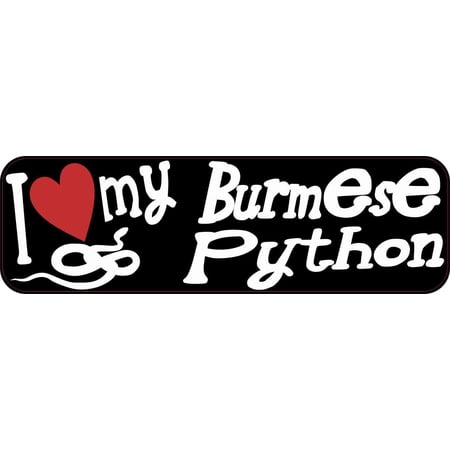 10in x 3in I Love My Burmese Python Bumper Sticker Vinyl Truck Window Decal