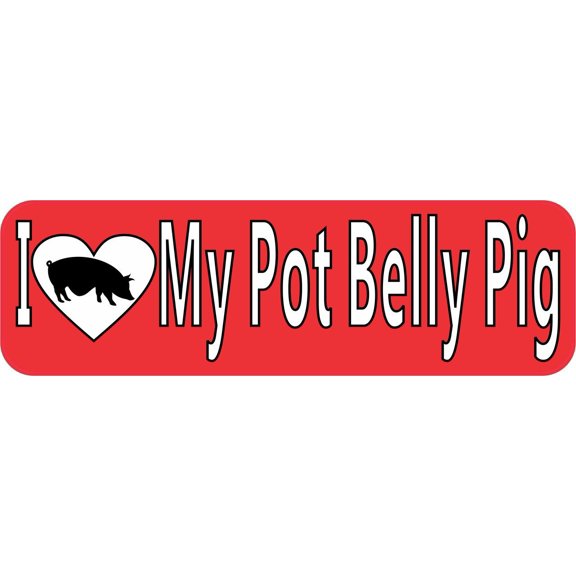 StickerTalk I Love My Pot Belly Pig Vinyl Sticker, 10 inches x 3 inches