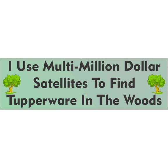 StickerTalk Multimillion Dollar Satellites and Tupperware Vinyl Sticker, 10 inches x 3 inches