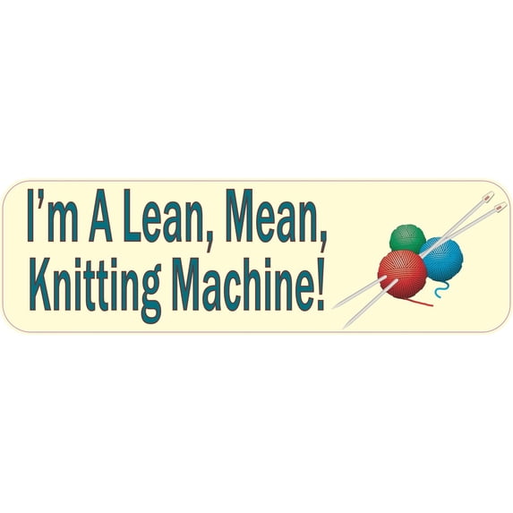 StickerTalk Lean Mean Knitting Machine Magnet, 10 inches x 3 inches