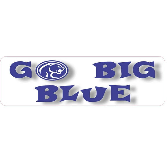 10in x 3in In-Text Cougar Go Big Blue Bumper Sticker School Mascot Decal