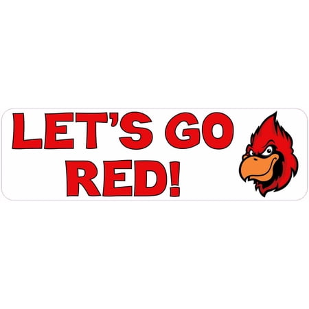 10in x 3in Let's Go Red Cardinal Magnet School Mascot Bumper Magnet