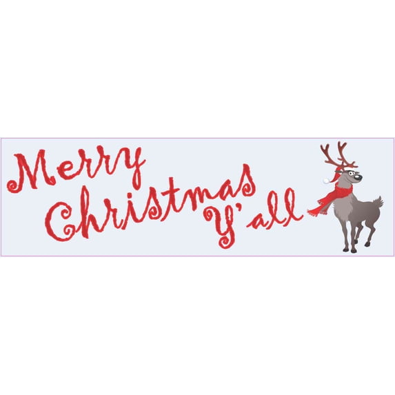 10in x 3in Merry Christmas Y'all Bumper Sticker