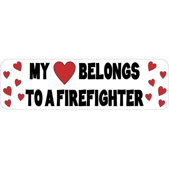 StickerTalk My Heart Belongs to a Firefighter Vinyl Sticker, 10 inches x 3 inches