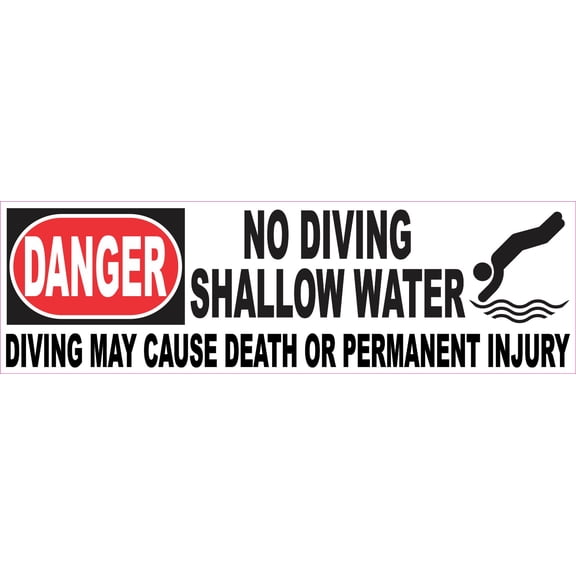 10in x 3in No Diving Shallow Water Magnet