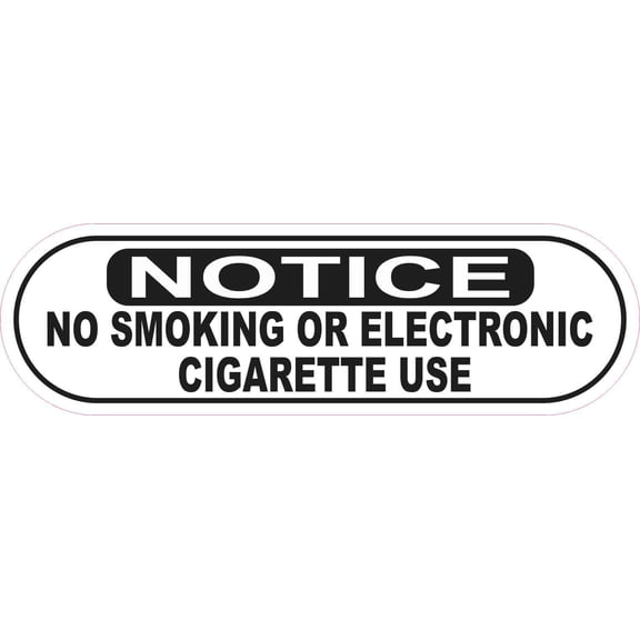 10in x 3in Oblong Notice No Smoking or Electronic Cigarette Use Sticker