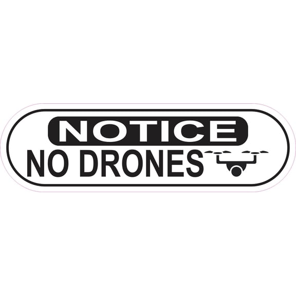 10in x 3in Oblong Symbol Notice No Drones Sticker